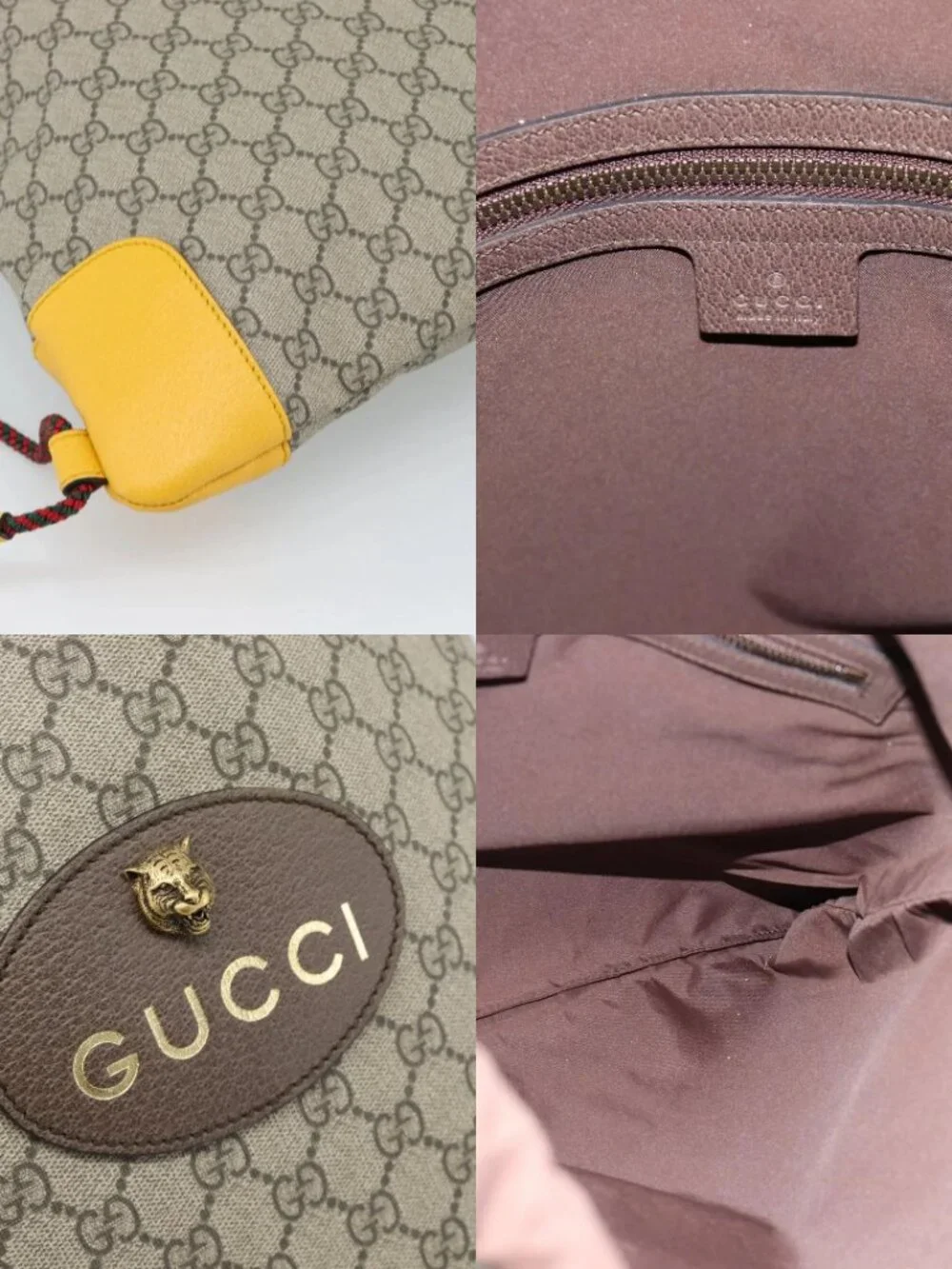 GUCCI GG Supreme Backpack PVC 2way Beige 473872 Auth 186117M